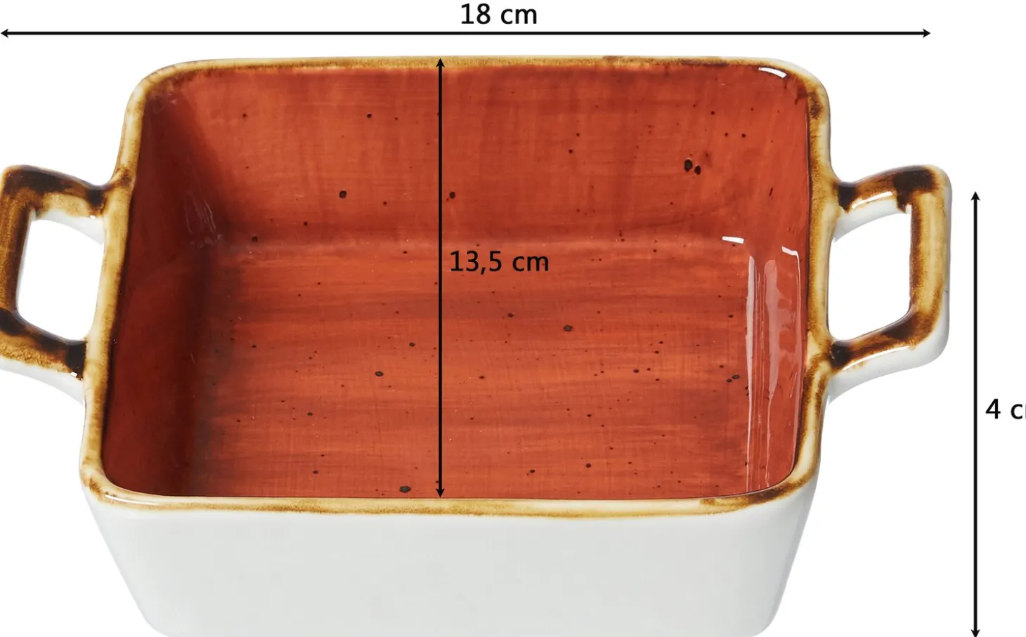 Auflaufform Romo | 18 x 13,5 x 4 cm | 400 ml | terra | mit Henkel