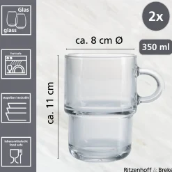 Becher-Set Americano | 2-teilig | 350 ml | stapelbar | hitzebeständiges Glas
