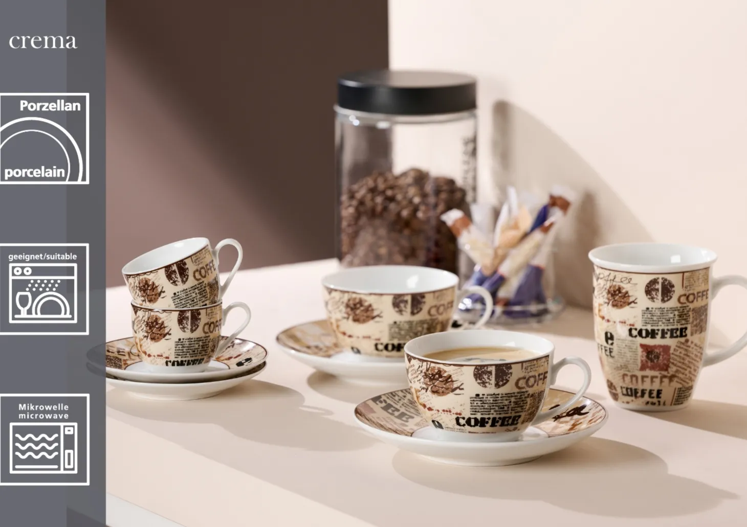 Cappuccino-Set Crema | 4-teilig | 220 ml | beige