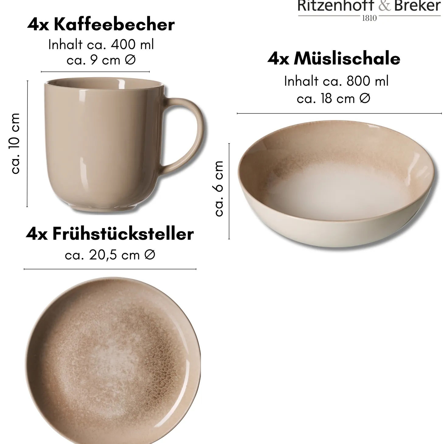 Frühstücksservice Savora | 12-teilig | braun
