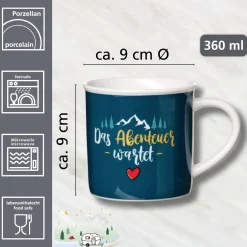 Kaffeebecher Camping Abenteuer | 360 ml | blau