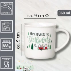 Kaffeebecher Camping Stellplatz | 360 ml | weiss