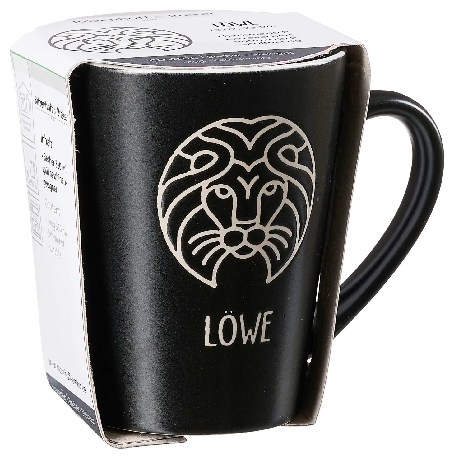 Kaffeebecher Cosmic Löwe | 350 ml | schwarz