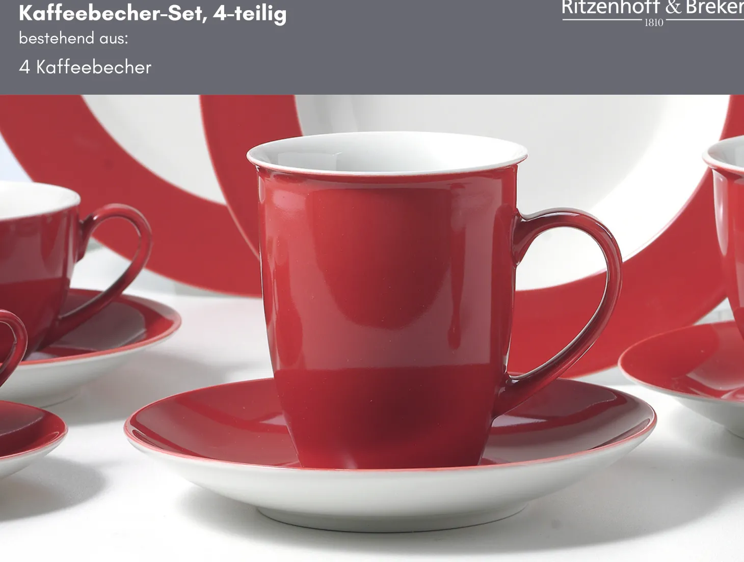 Kaffeebecher-Set Doppio | 4-teilig | 320 ml | rot