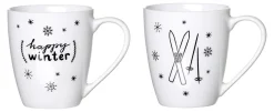Kaffeebecher-Set Happy Winter | 2-teilig | 360 ml | schwarz