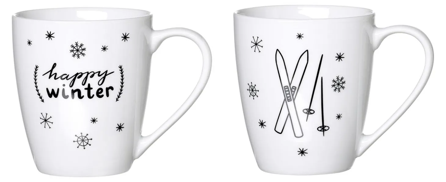 Kaffeebecher-Set Happy Winter | 2-teilig | 360 ml | schwarz