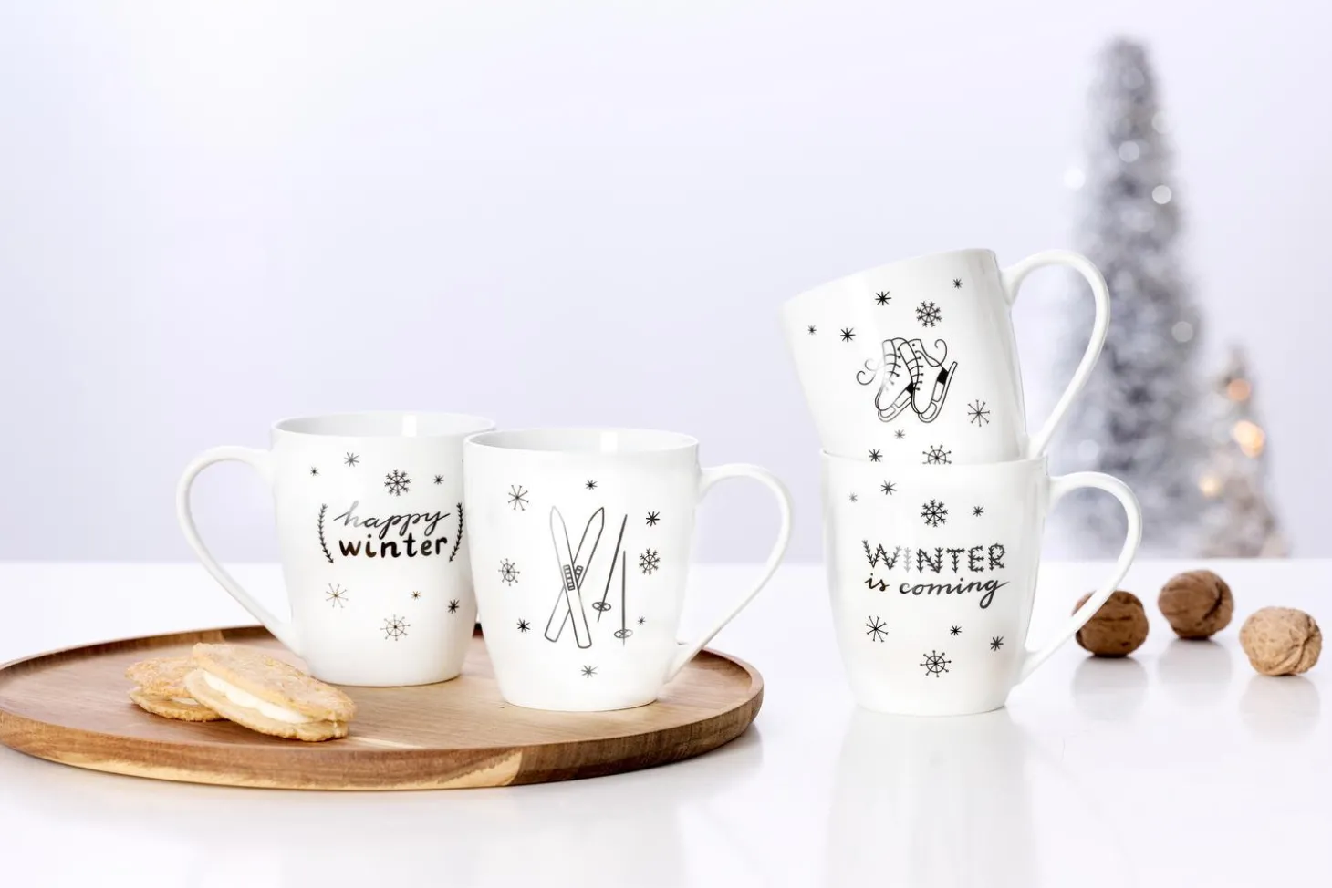 Kaffeebecher-Set Happy Winter | 2-teilig | 360 ml | schwarz