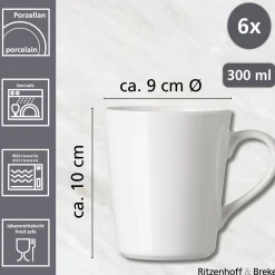 Kaffeebecher-Set Vio | 6-teilig | 300 ml | weiss