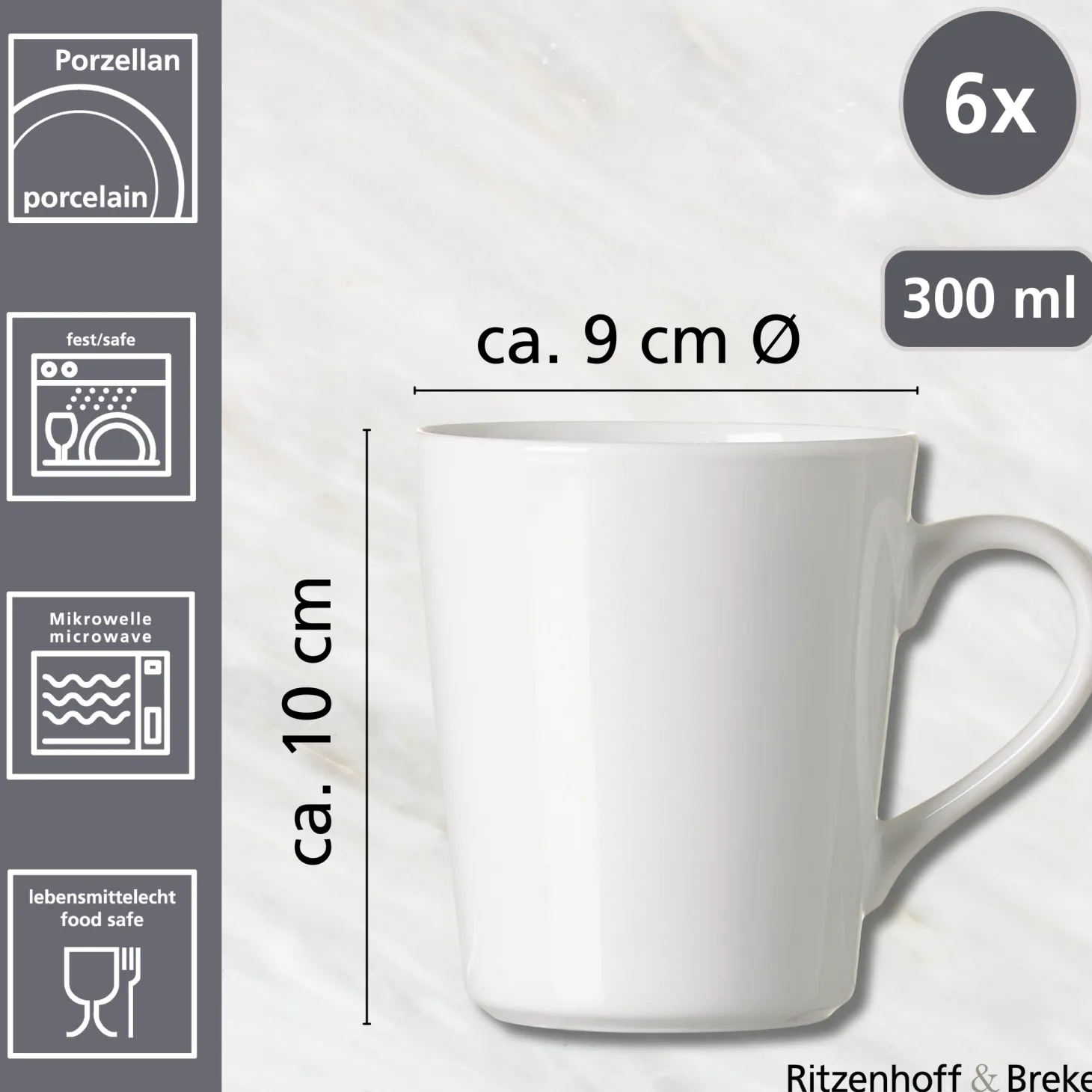 Kaffeebecher-Set Vio | 6-teilig | 300 ml | weiss
