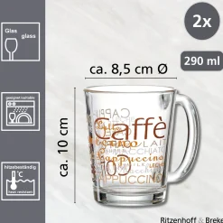 Kaffeegläser-Set Milano | 2-teilig | 290 ml | braun