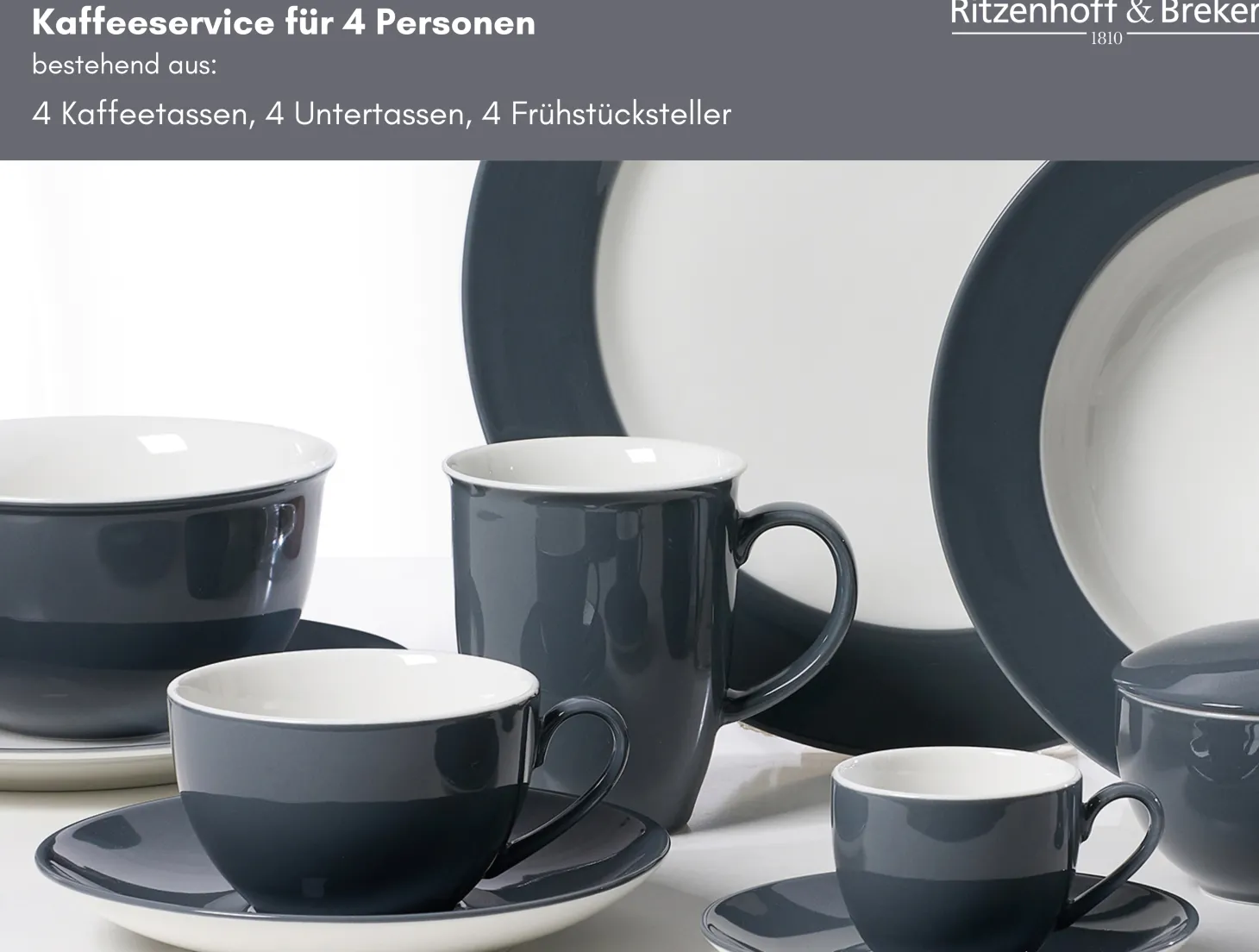 Kaffeeservice Doppio | 12-teilig | anthrazit