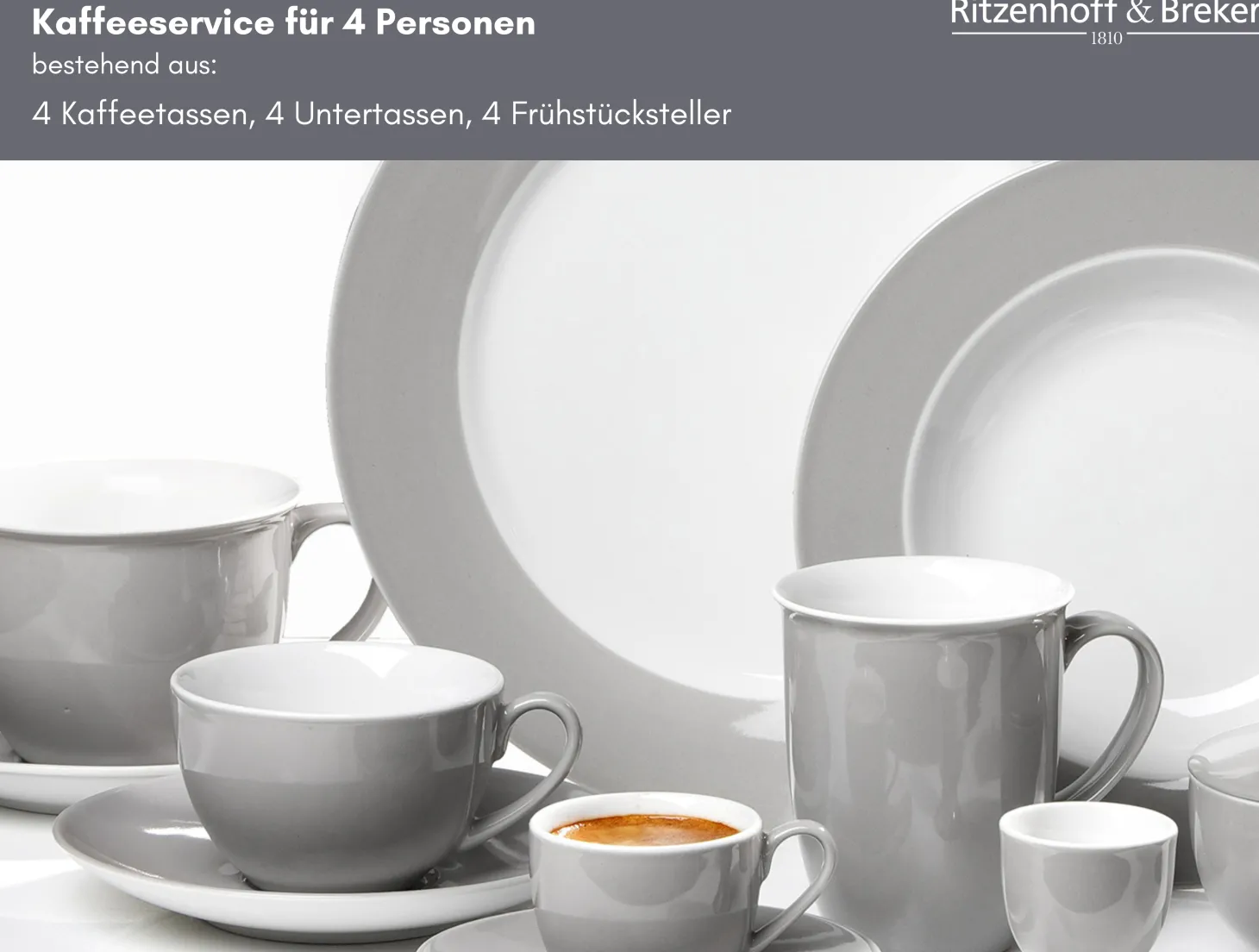 Kaffeeservice Doppio | 12-teilig | grau