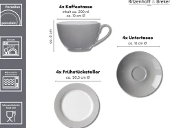 Kaffeeservice Doppio | 12-teilig | grau