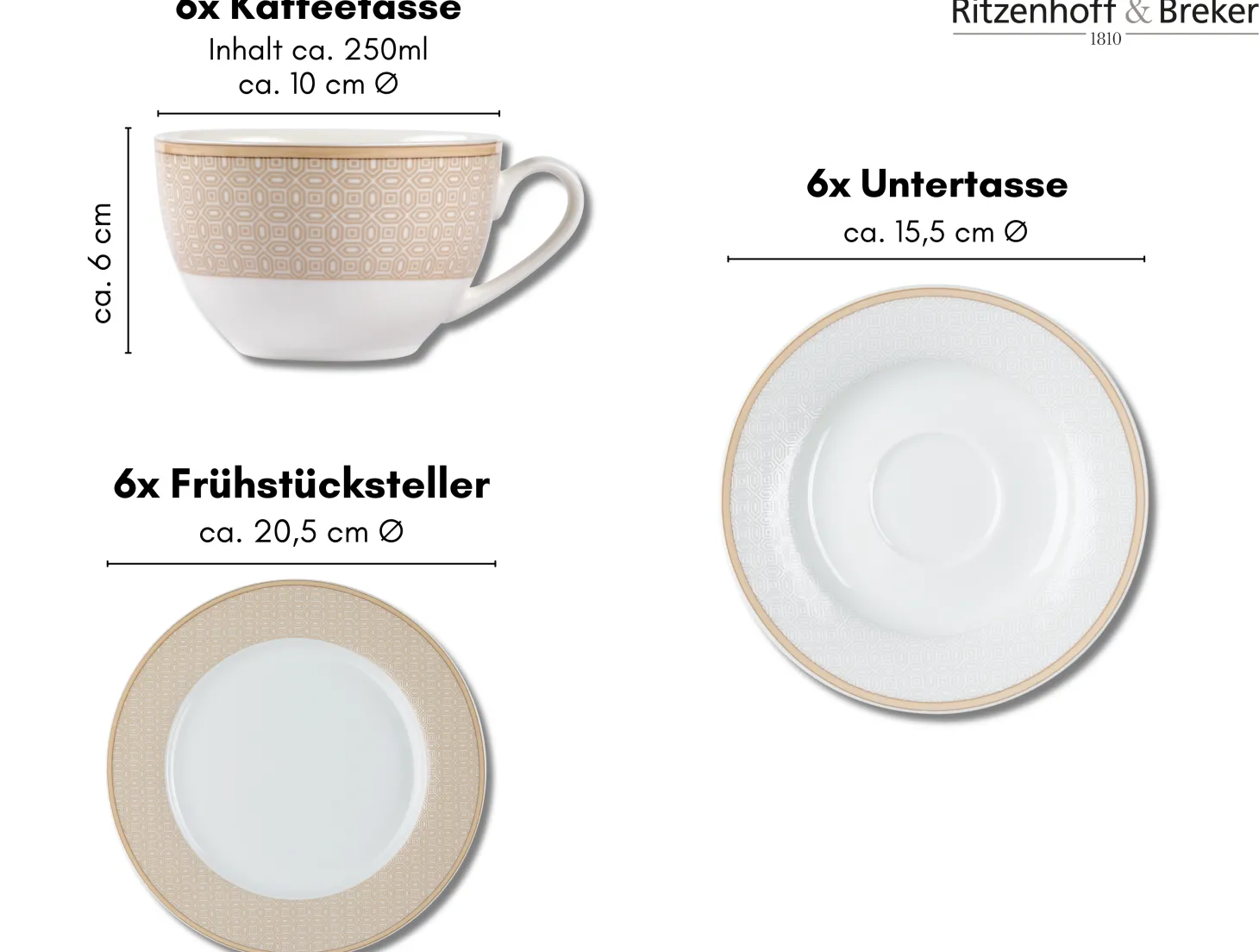 Kaffeeservice Geo | 18-teilig | beige