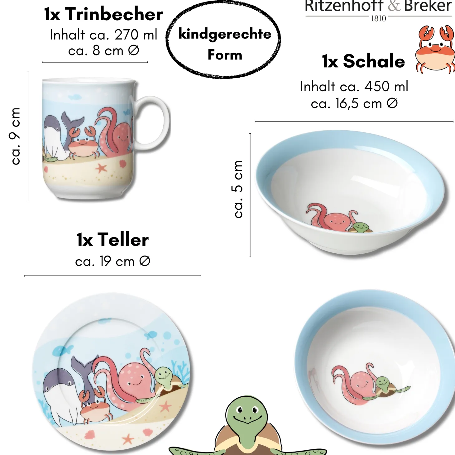 Kindergeschirr-Set Unterwasserwelt | 3-teilig
