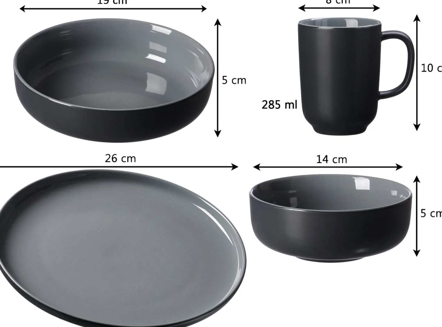 Kombiservice Jasper | 16-teilig | schwarz