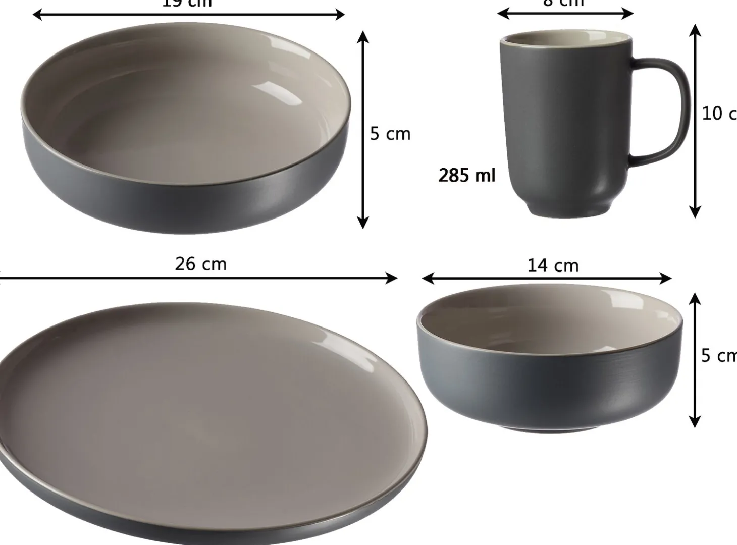 Kombiservice Jasper | 16-teilig | grau