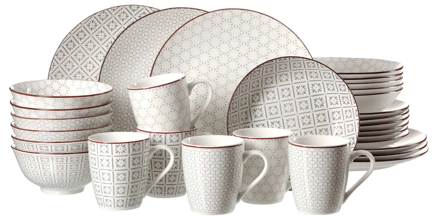 Kombiservice Siem | 30-teilig | weiss grau