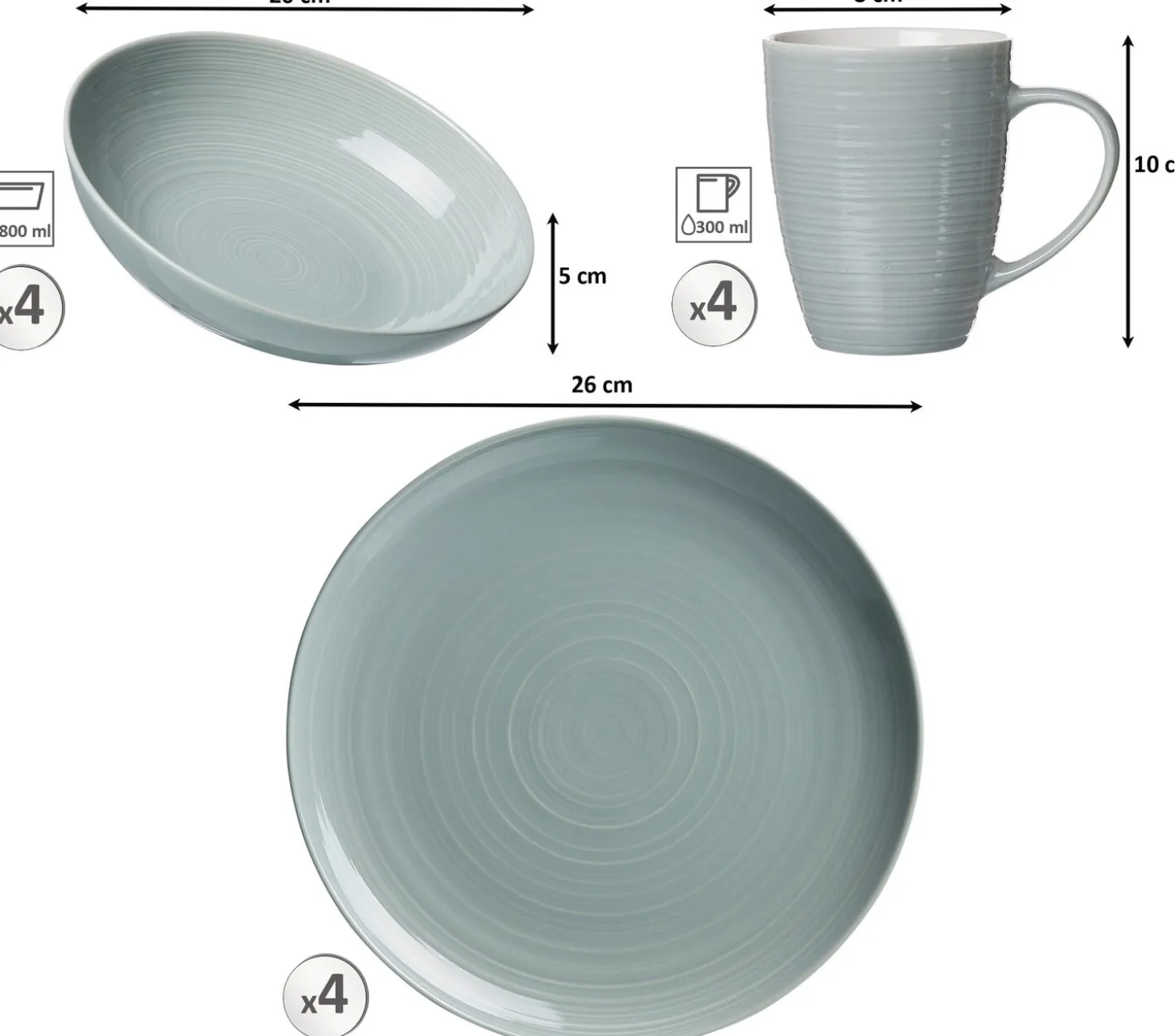 Kombiservice Suomi | 12-teilig | graublau