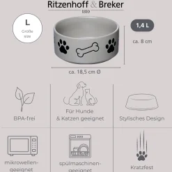 Napf Mika Dog | 1,4 Liter | grau