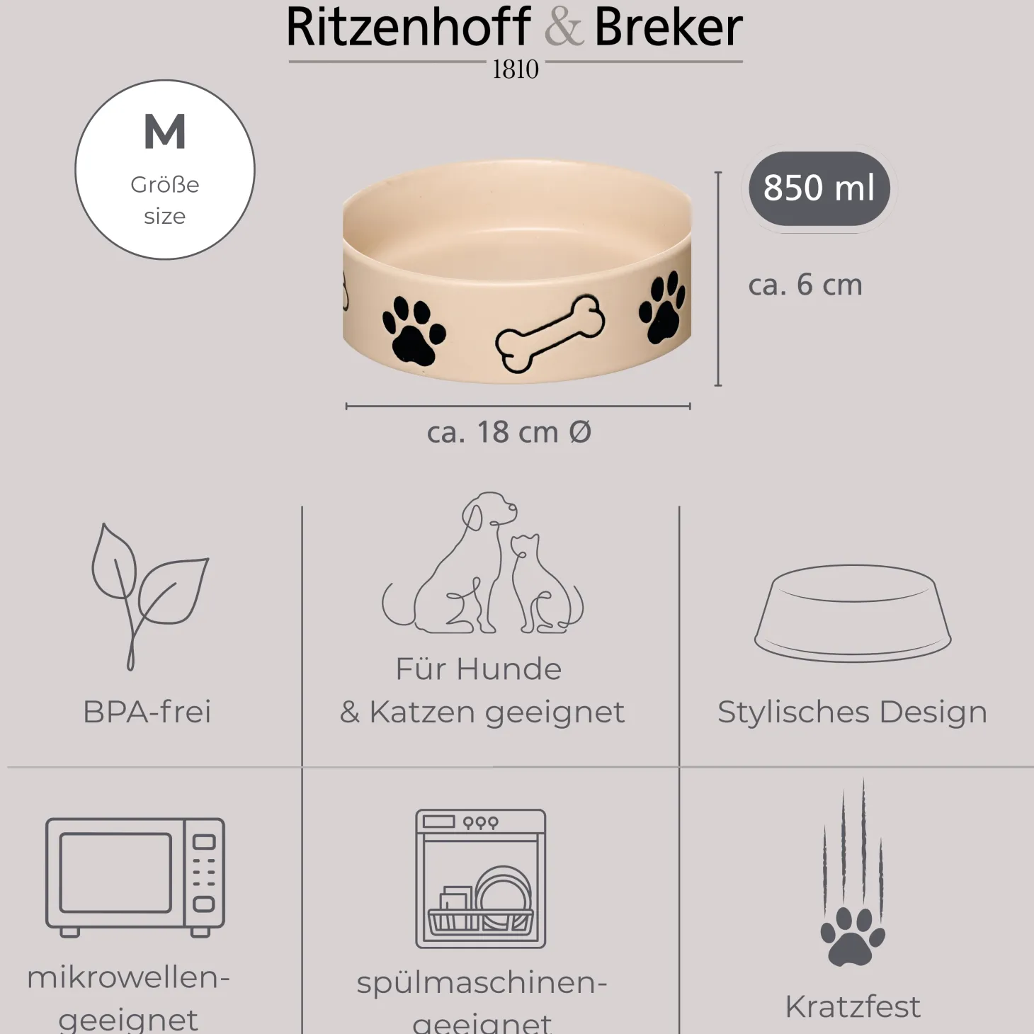 Napf Mika Dog | 850 ml | beige