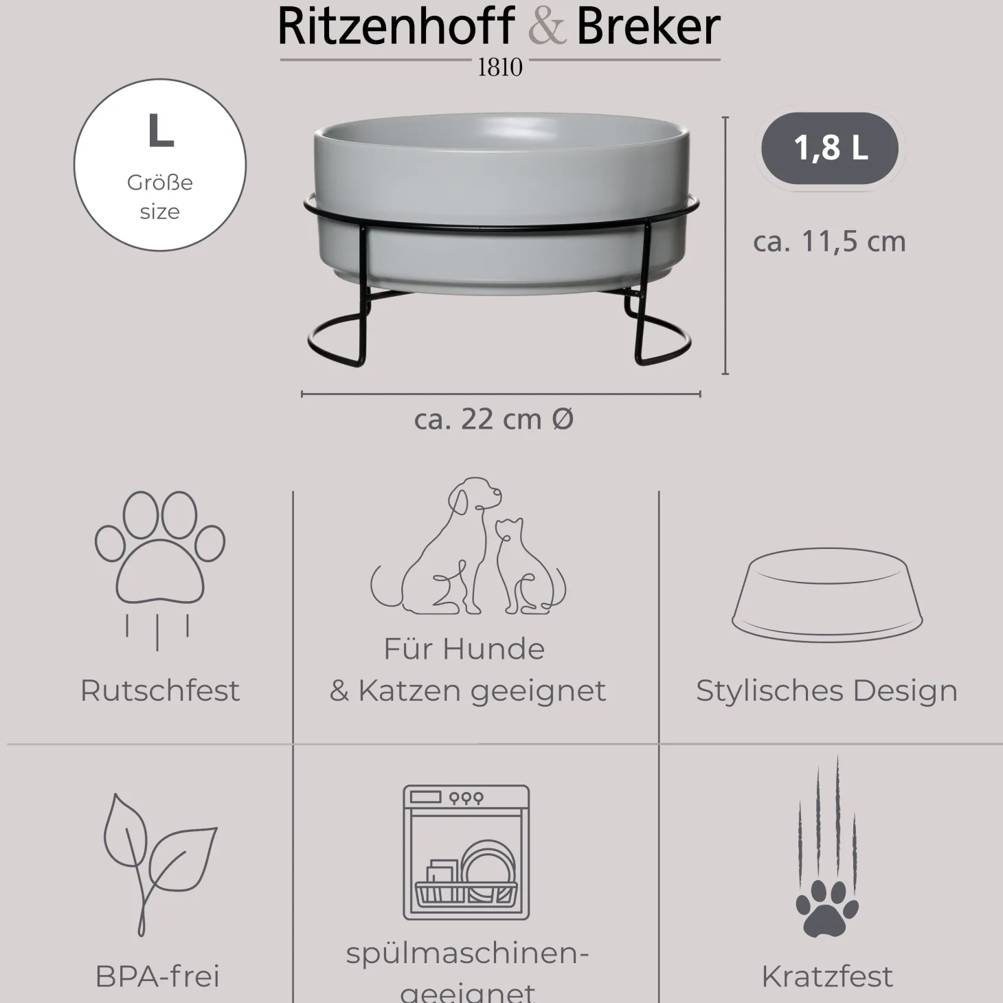Napfset Taro | 2-teilig | 1,8 Liter | grau