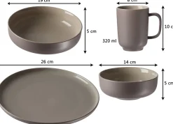 Suppenschale Jasper | 19 x 19 x 5 cm | taupe