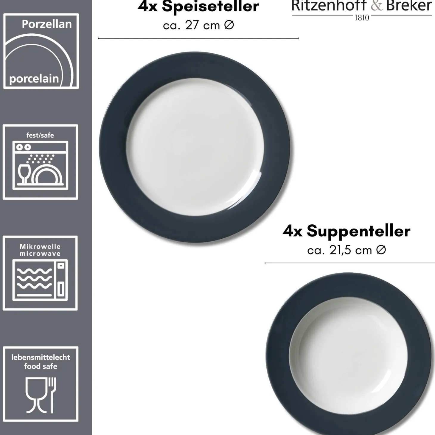 Tafelservice Doppio | 8-teilig | anthrazit