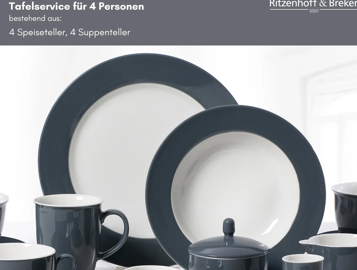 Tafelservice Doppio | 8-teilig | anthrazit