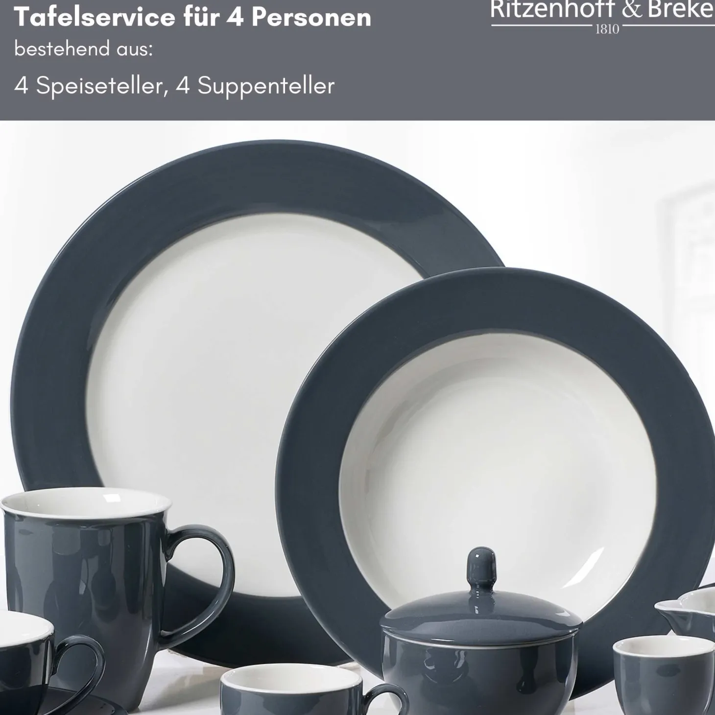 Tafelservice Doppio | 8-teilig | anthrazit