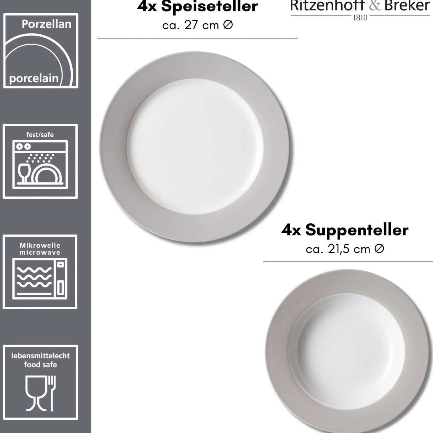 Tafelservice Doppio | 8-teilig | grau