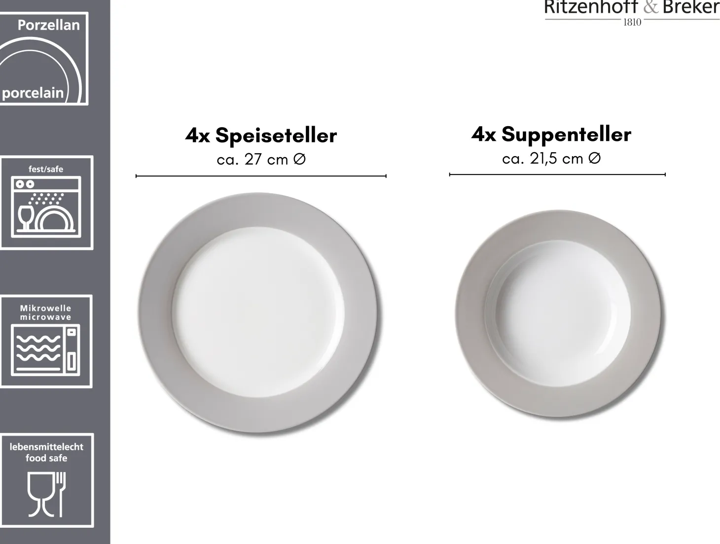 Tafelservice Doppio | 8-teilig | grau