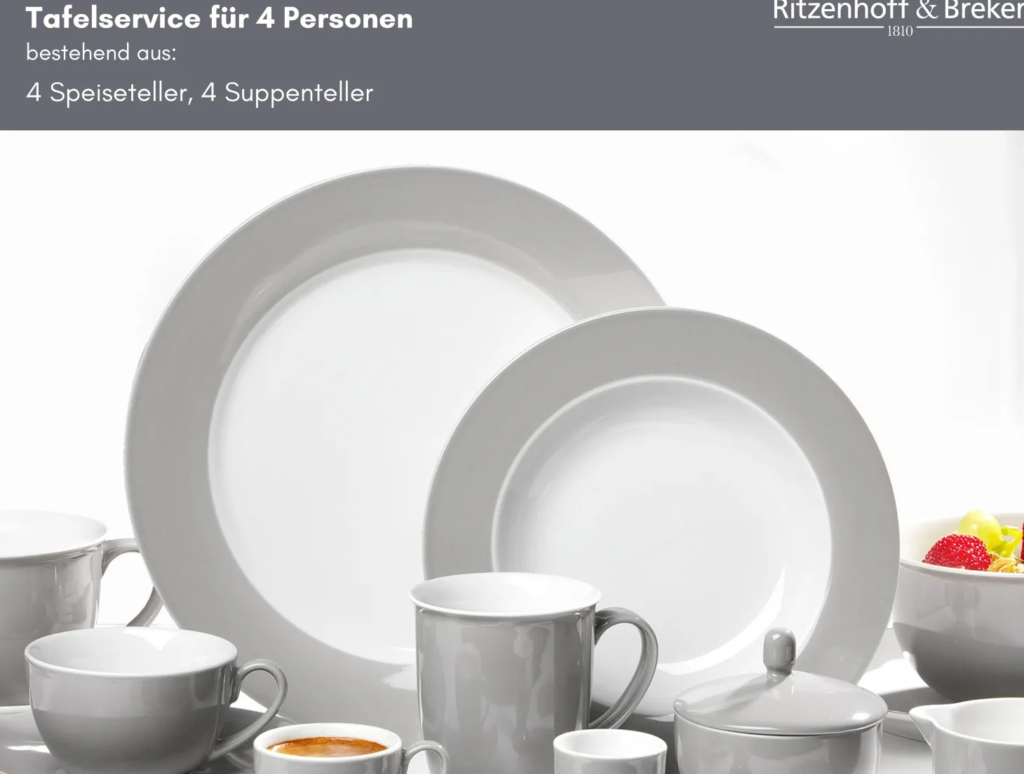Tafelservice Doppio | 8-teilig | grau