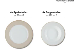 Tafelservice Geo | 12-teilig | beige