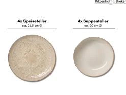 Tafelservice Omara | 8-teilig | beige