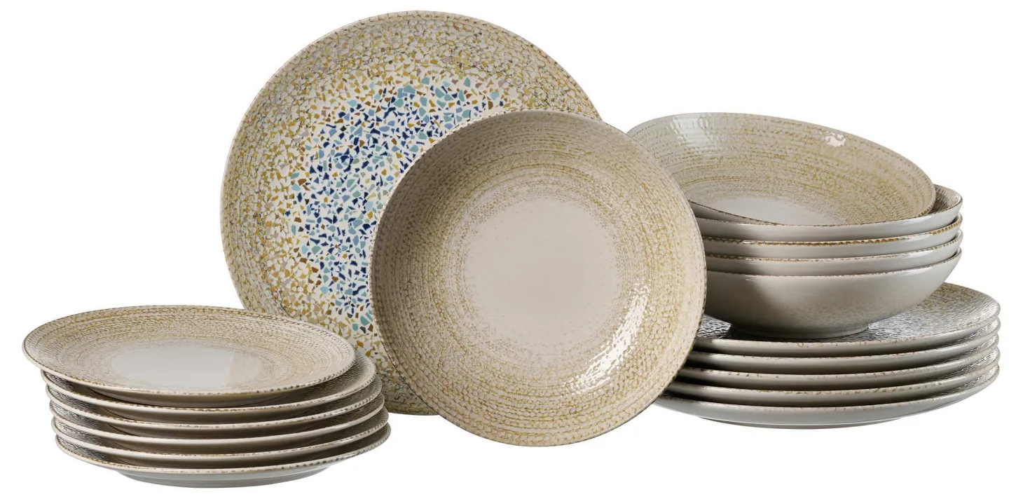 Tafelservice Rimini Sand | 18-teilig | grau