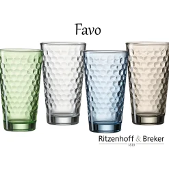 Trinkgläser-Set Favo | 6-teilig | blau | 350 ml