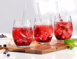 Trinkgläser-Set Gin | 8-teilig | 590 ml | mit Glastrinkhalmen