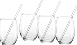 Trinkgläser-Set Gin | 8-teilig | 590 ml | mit Glastrinkhalmen