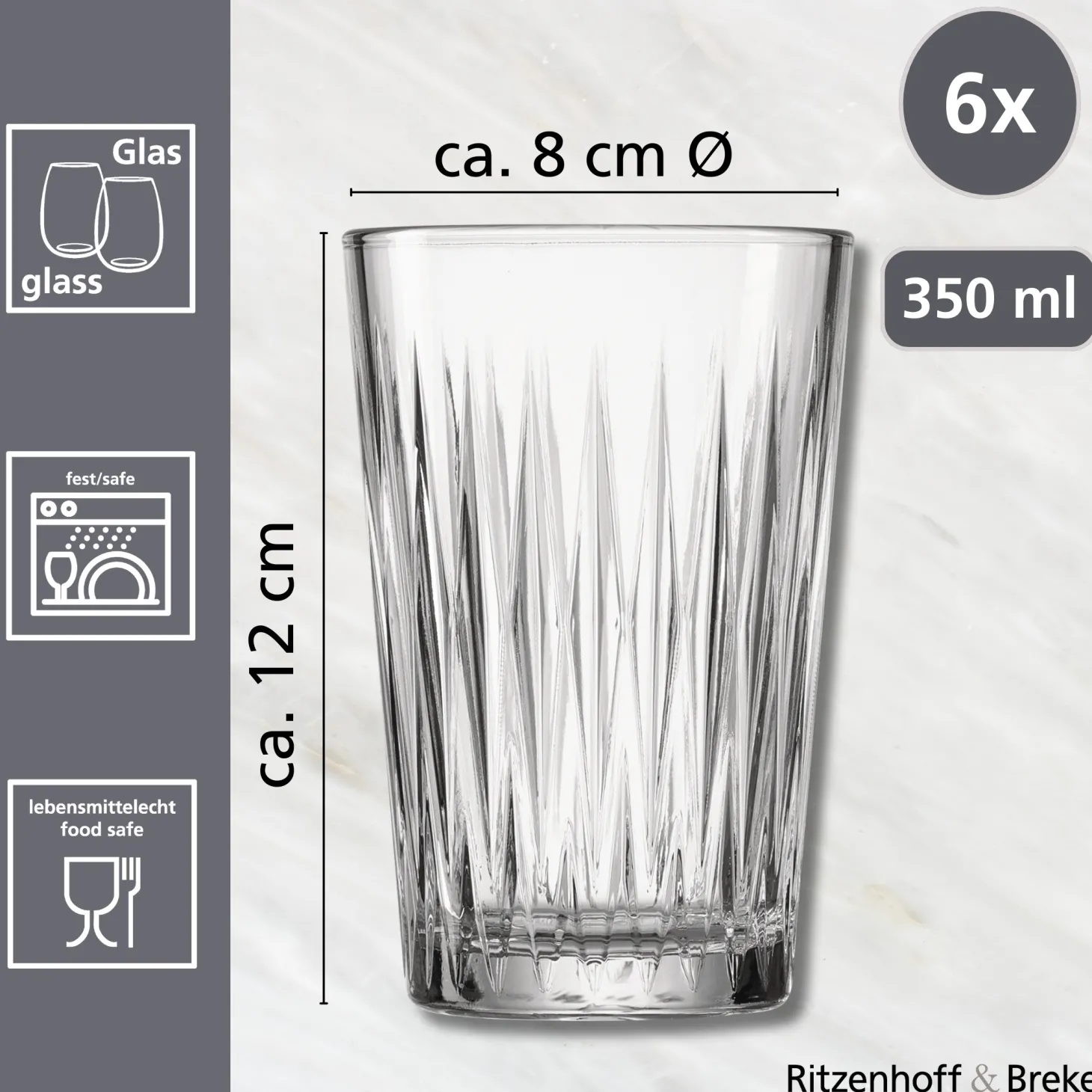 Trinkgläser-Set Nobel | 6-teilig | 350 ml
