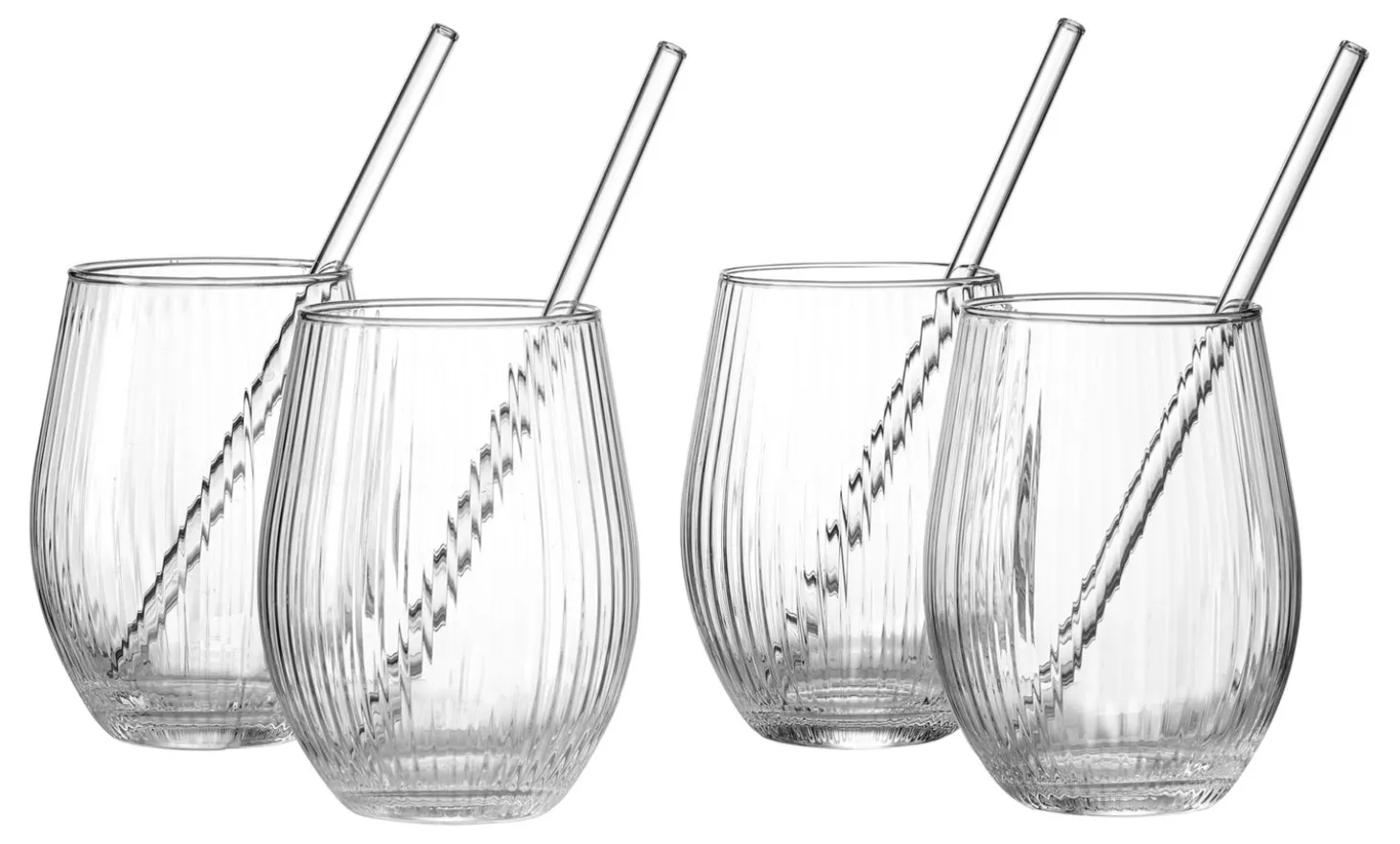 Trinkgläser-Set Spritz | 8-teilig | 590 ml | mit Glastrinkhalmen