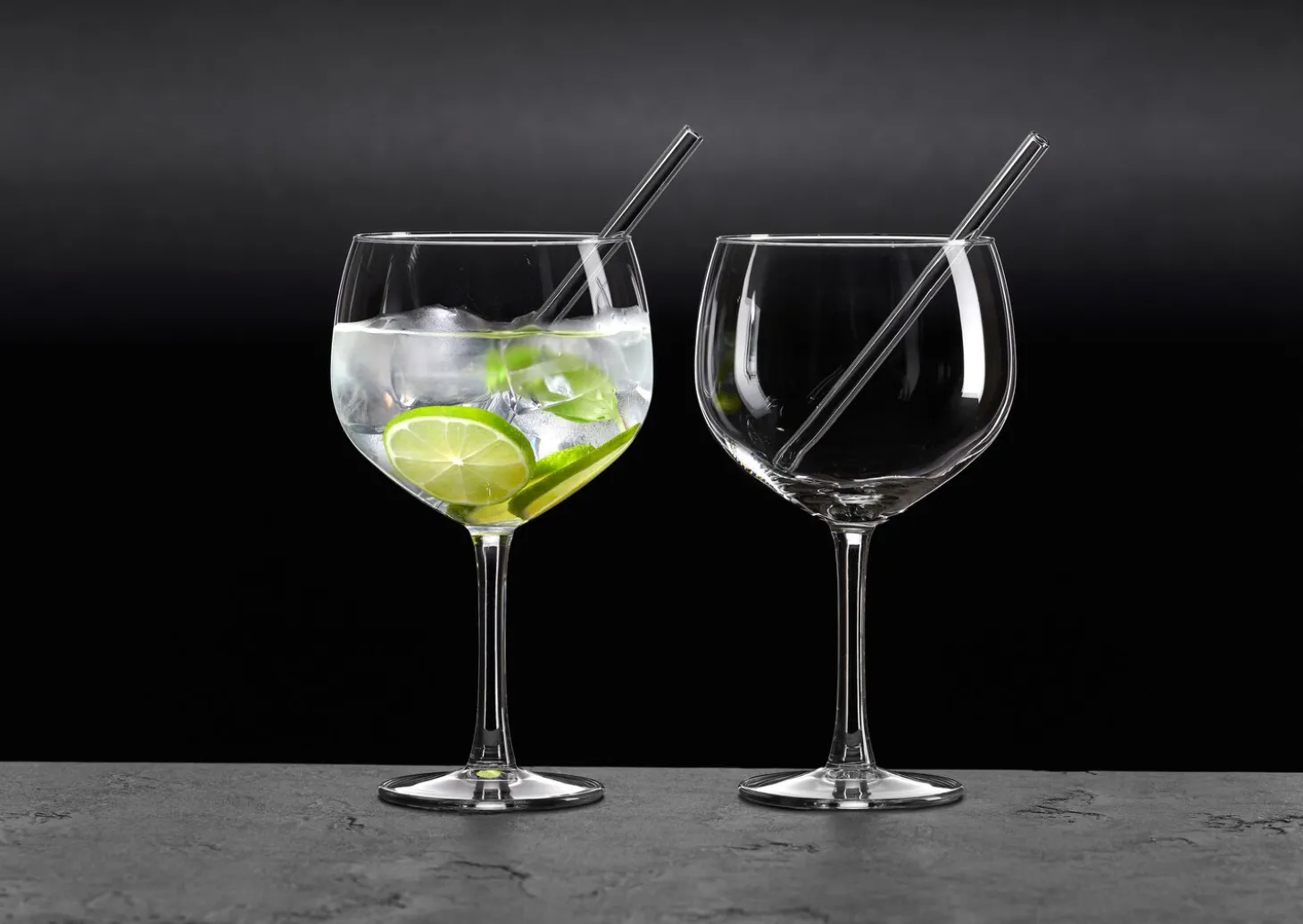 Trinkgläser-Set Tonic | 4-teilig | 650 ml | mit Glastrinkhalmen