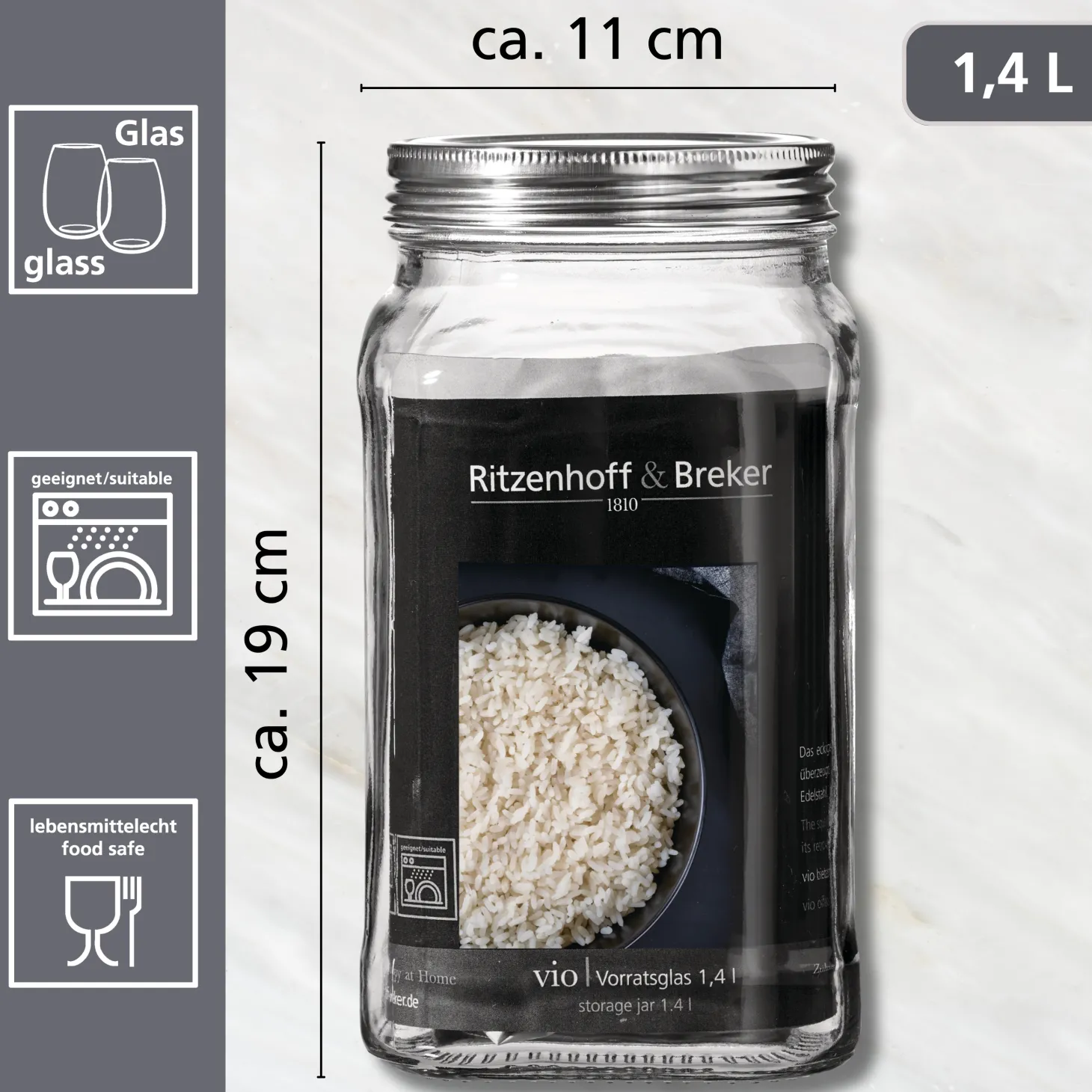 Vorratsdose Vio | 1,4 Liter | eckig