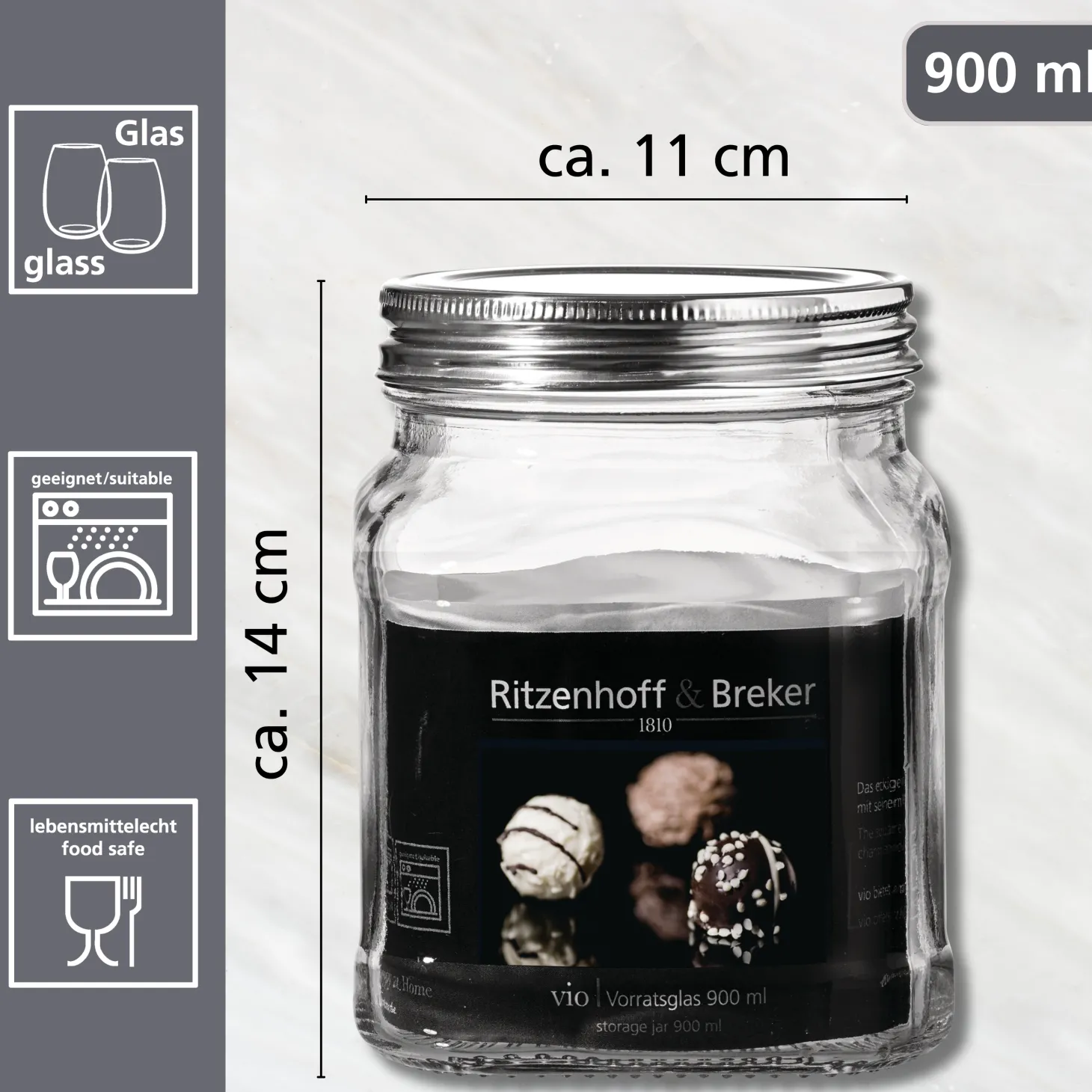 Vorratsdose Vio | 900 ml | eckig