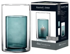Windlicht-Set Duo | 2-teilig | petrol
